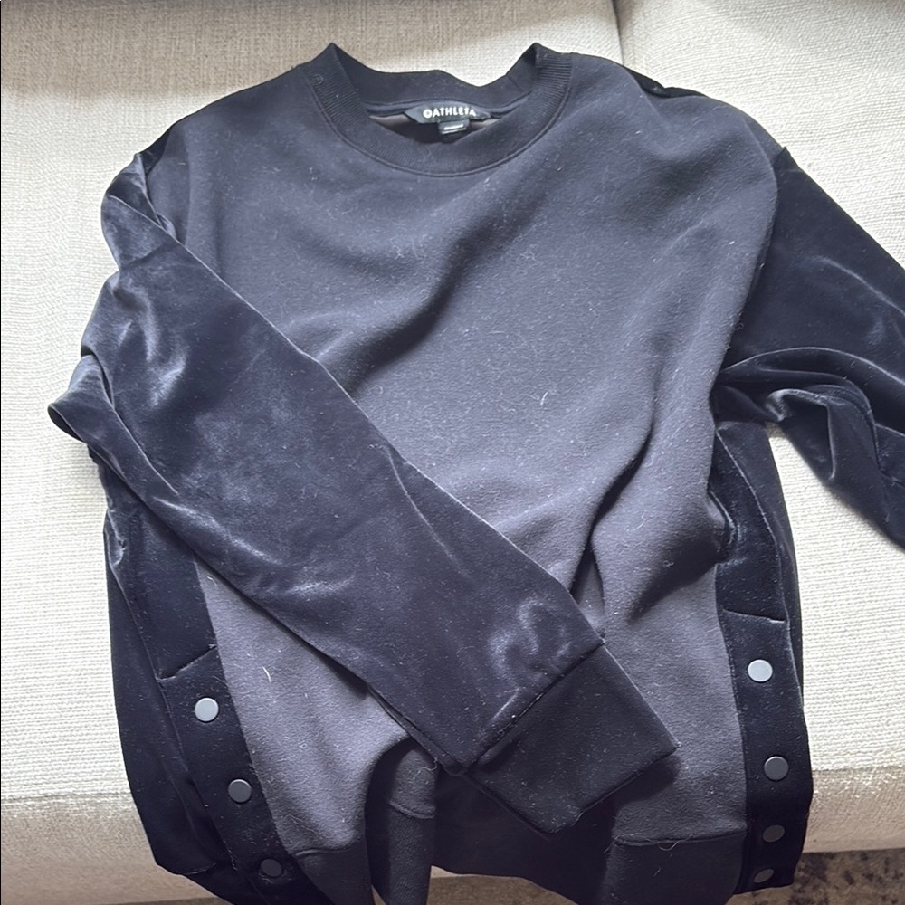 Black Sweatshirt with Button Detail